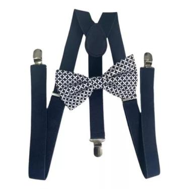 Imagem de Kit Suspensório Marinho+ Gravata Borboleta Assimétrica - Stylestore, M