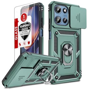 Imagem de LeYi Capa para Moto G-5G 2025, Moto G 5G 2025 com protetor de tela e capa de câmera deslizante, [nível militar] Capa com suporte para G 5G 2025, verde