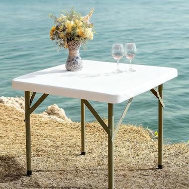 Imagem de NALVXIN, Toalha de mesa justa branca cartão elástico elastano toalha de mesa pequena elástica dobrável para cozinha, jantar, piquenique, pátio, festa ao ar livre (branca, 86 x 86 cm (quadrada))