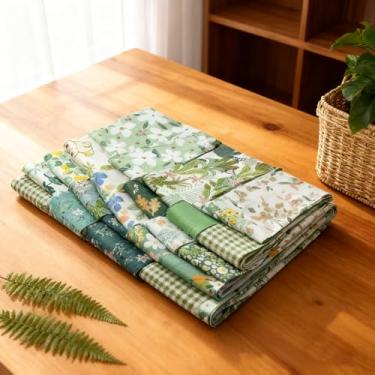 Imagem de 40 peças de tecido quadrados de algodão, materiais de costura com padrão floral amarelo para projetos de bricolage e materiais de artesanato