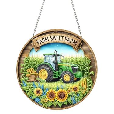 Imagem de SHLUHA Kits de arte de diamante para adultos, design de Natal, pingente de acrílico para pendurar em formato especial, mosaico de cristal, decoração de janela de porta de parede com corrente feita à