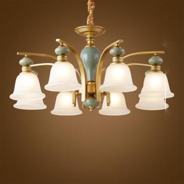 Imagem de Lustre de luxo europeu para sala de estar, estilo retrô americano, em cerâmica, para restaurante, quarto, escritório, hotel, villa, café, com 8 lâmpadas LED.