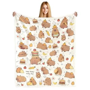 Imagem de Cobertor de presentes Capybara - Cobertores aconchegantes de 127 x 152 cm, cobertor de capivara para crianças, meninos, meninas, cobertores de flanela macios para sofá de cama, decoração de sofá