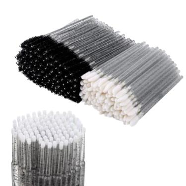 Imagem de Aplicador com Pincel, Kit 200 Escovinhas + 200 Microbrush + 200 Aplicador de Batom Alongamento Cilios(Kit 300 Un,PRETO)