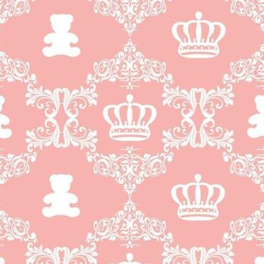 Imagem de Papel Parede Rosa Clara Desenho Urso Infantil Bebê Adesivo - LRP