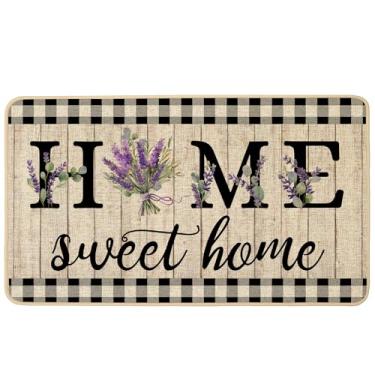 Imagem de ORTIGIA Capacho Home Sweet Home, ambientes internos, externos, espiral, verão, lavanda, bem-vindo, roxo, floral, antiderrapante, durável, tapete de entrada para casa, entrada externa, pátio, 43 x 73