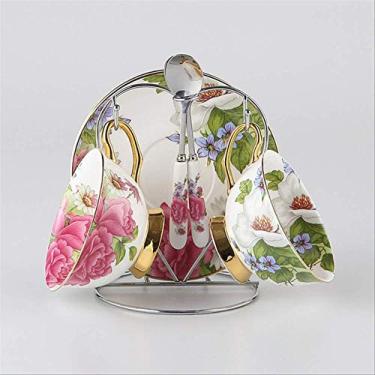 Imagem de Conjunto de café de porcelana britânica estilo europeu, bule de chá, açucareiro, creme, osso pastoral, conjunto de chá, chávena de chá, 2 xícaras, suporte