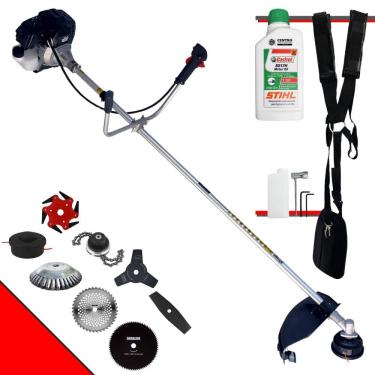 Imagem de Roçadeira Com Sistema Anti-Vibração Toyama RT43LB25A À Gasolina 43cc 1,7HP 10.000rpm Completa Com Carretel Nylon + 7 Opções de Corte + ÓLEO STIHL 2T
