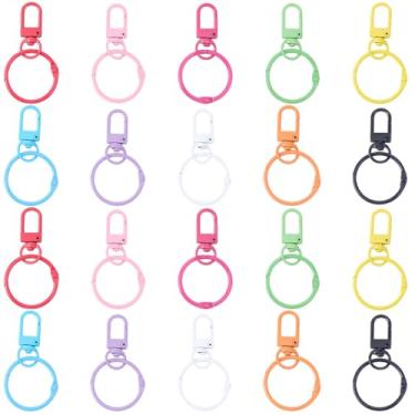 Imagem de SOFPLATE 1 caixa com 20 conjuntos de fechos giratórios, ganchos de pressão com chaveiros, fecho de lagosta, chaveiro colorido a granel, ganchos de clipe para chaveiros, bolsa, cordão, joias