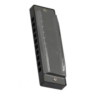 Imagem de Gaita Diatônica Preta 10 Furos 20 Notas C-Key Resina Blues Gaita Diatônica Adequada para Iniciantes