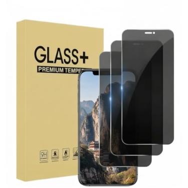 Imagem de Pacote com 3 películas protetoras de privacidade para iPhone 12 Mini, antiespião, dureza 9H, inquebrável, antiarranhões, impressões digitais, sensível ao toque, filme PET, filtro de luz azul, fácil