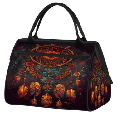 Imagem de Bolsa pequena para o fim de semana para mulheres e homens, estilo mandala, étnico, laranja, dobrável, bolsa de ginástica, bolsa de ginástica, Cor: 18, 15.2*8.3*11.6 inch, Moderno