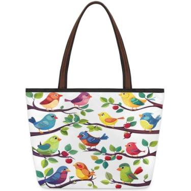 Imagem de Bolsa grande para mulheres primavera animal colorido bonito saco de pano de trabalho com zíper reutilizável mercearia bolsa casual viagem pernoite tote bolsas adequadas para viagens, trabalho, férias