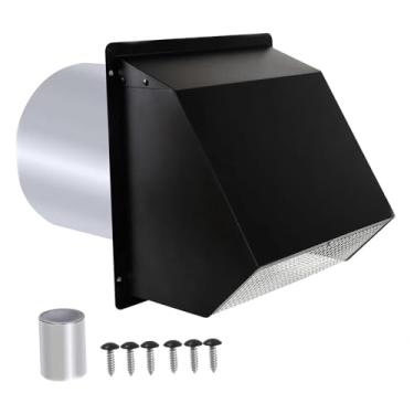 Imagem de Generic Tampa de ventilação de secadora, proteção externa, à prova d'água, para cozinha, para parede, 8 Inch Black