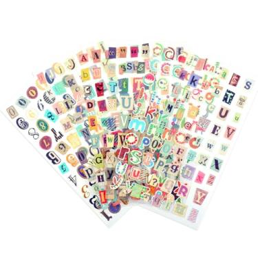Imagem de IANFAN 24 folhas de adesivos vintage de letras de scrapbook, adesivos de letras do alfabeto autoadesivos de diferentes padrões para álbuns, caixa de presente, diário, criação DIY, revista, álbum