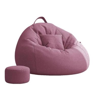 Imagem de Yadlan Bean Bag Cadeira conversível pufe cadeiras para adultos, sacos de feijão 3 em 1 com apoio para os pés, cadeira pufe adulto para sala de estar, quarto roxo 180 cm