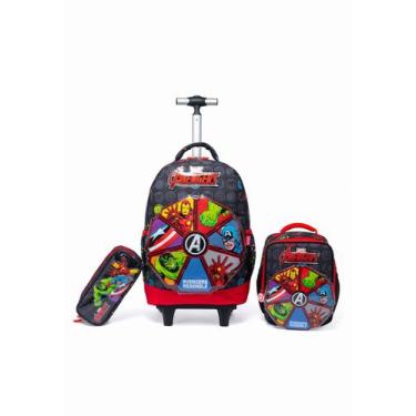 Imagem de Kit Mochila Lancheira Estojo Avengers Infantil Escolar Marvel