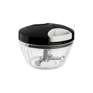 Imagem de Mini Processador Triturador Manual de Alimentos, 3 Lâminas em Aço Inox, Sistema de Corda Retrátil, Base Antiderrapante, 500ml, 13x13x10cm, Cores Sortidas