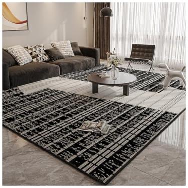 Imagem de SPXMQSS Tapete para quarto, sala de estar com suporte antiderrapante, lavável e resistente à sujeira para quarto, quarto, cozinha, escritório, escritório - preto cinza A 80 x 200 cm
