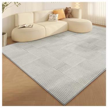Imagem de SPXMQSS Tapetes laváveis à máquina, antiderrapante e durável, resistente ao desgaste, tapete grande e macio lavável para quarto, sala de jantar, escritório, cinza e bege