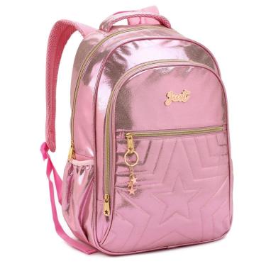Imagem de Mochila Feminina Escolar Juvenil Infantil Menina Metálica-Feminino