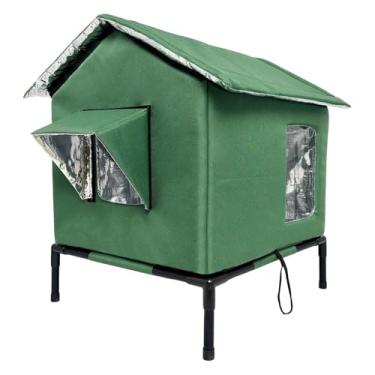 Imagem de MotiveTech Casinha para Gatos de Rua, Abrigo para Gatos, Casa Impermeável e Multifuncional para Gatos, Verde, M