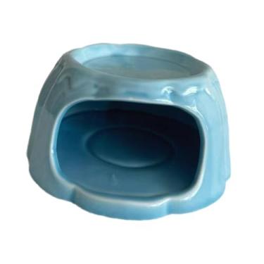 Imagem de Generic Casinha de cerâmica para hamster em formato de, comedouro de desenho animado para uso interno, habitat para hamster, furão, esquilo, gerbo e, Azul