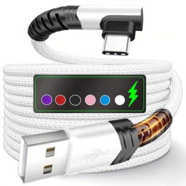 Imagem de Cabo carregador USB para tipo C de ângulo reto 1M - Cabo de carregamento rápido trançado - cinza