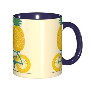 Imagem de Zeraoke Canecas de café criativas com estampa de abacaxi, personalizadas, presente para a família, tamanho de 325 ml, unissex