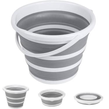 Imagem de Kit 2 Baldes Dobrável Retrátil Flexível Multiuso Portátil 10L Silicone Com Alça (Kit com 3 Baldes)