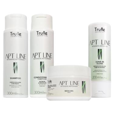 Imagem de Kit Apt Line Completo Shampoo Condicionador Mascara Leave-in Tratamento Capilar Cabelos Danificados Secos Ressecados Pós-química Trulle Cosméticos