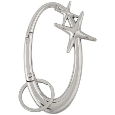 Imagem de GORGECRAFT 9,6 x 6,1 cm chaveiro mosquetão estrela legal platina extra grande brilhante karibiner material de liga mínima para chaves de carro, bolsa, mochila, berloques