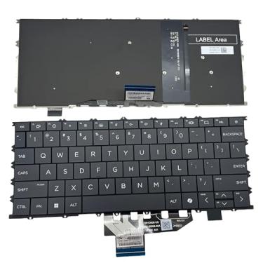 Imagem de Teclado para laptop HP OmniBook X 35.6 cm AI 14-FE SG-C1640-XUA SN1D80B30 US Layout com luz de fundo, botão liga/desliga com tecla Ai (preto)