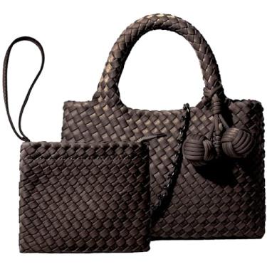 Imagem de OUYGZOU Bolsa feminina de tecido com bolsa de moedas, bolsa transversal pequena de corrente dobrável, bolsa de ombro moderna, bolsa Hobo, Chocolate