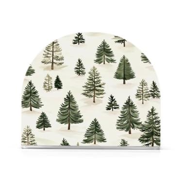 Imagem de Qilmy Lindo porta-guardanapos de árvore de Natal para mesas, porta-guardanapos de papel de placa acrílica elegante, dispensador de papel de seda independente moderno para jantar, sala de estar