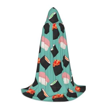 Imagem de Capa com capuz de Halloween com estampa de comida de sushi, capas góticas renascentistas, para cosplay, capas com capuz, unissex
