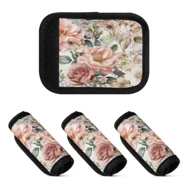Imagem de Qilmy Beautiful Peonies Bagagem Handle Wrap Pacote 2 Identificadores de Bagagem Tag Comfort Handle Grips Capa para Carrinho de Viagem Bolsa Mala Avião Acessórios de Viagem 875