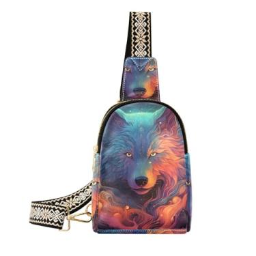 Imagem de CEBUGI Bolsa feminina Wolf pequena tiracolo de couro, pochete para trilhas, viagens ao ar livre