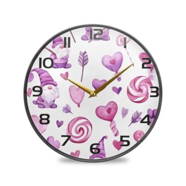 Imagem de YETTASBIN Gnomos fofos relógio de parede acrílico - Silencioso, sem tique-taque, operado por bateria, relógio redondo decorativo criativo para cozinha, sala de estar, banheiro, decoração de escritório