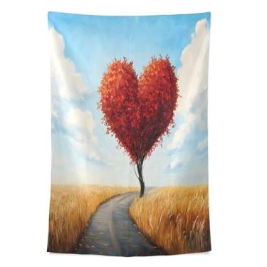 Imagem de STAYTOP Tapeçaria Dia dos Namorados Corações Vermelhos Tapeçarias para Decoração de Casa Dormitório Sala de Estar Quarto Tapete de Parede (80 × 60 pol)