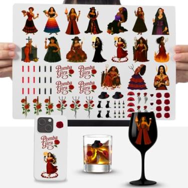 Imagem de Graviarte - Cartela Adesivos Pomba Gira Maria Padilha Dama da Noite Mulambo DTF UV