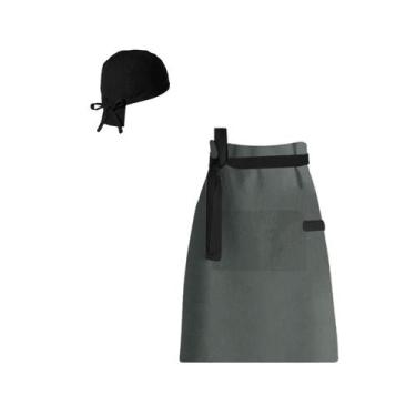 Imagem de Avental de Cintura e Bandana Faixa Cinza Preto Chef Bistro - CASACHA