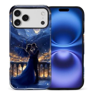 Imagem de ANLUN STORE Capa para iPhone 17 Pro Max, proteção dupla híbrida TPU macio + PC rígido à prova de choque, capa protetora antiarranhões e fina para homens e mulheres - Design Starry Night Embrace