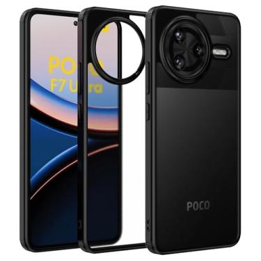 Imagem de ZHMECOCASE Capa para Xiaomi Poco F7 Ultra - [fosco translúcido] [Proteção padrão militar] [Design híbrido ultrafino] Capa à prova de choque (preto)
