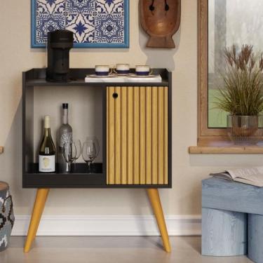 Imagem de Aparador Sala Com Adega Retrô Pés Palito Pétrus Linus - Cores Diversas