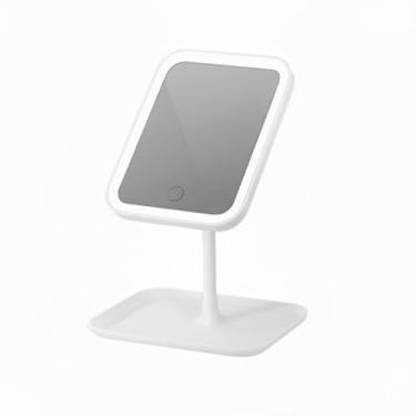 Imagem de Espelho De Mesa Para Maquiagem Retangular Luz Led Touch Portátil USB ou Pilha Penteadeira Camarim (Branco)