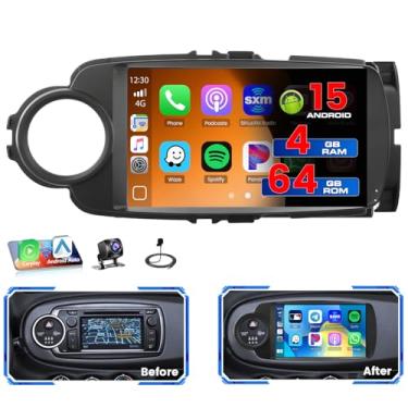 Imagem de [4 + 64 G] para Toyota Yaris 2012-2017 Android 15 Car Stereo, Hikity 23 cm, tela sensível ao toque, rádio sem fio, Carplay, Android, automático, Bluetooth, espelho, GPS 5G, WiFi, SWC, AI, DSP/FM/RDS