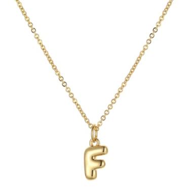 Imagem de TASBERN Colar com inicial bolha para mulheres, minúsculo, banhado a ouro 18K, alfabeto A-Z, minimalista, joia delicada, presente de aniversário para ela, Banhado a ouro, Sem Pedra Preciosa