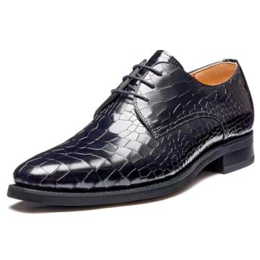 Imagem de Jepsen Gord Sapato social masculino de couro legítimo Oxfords luxuoso formal para negócios com costura rápida Blake, Bico preto liso, 44