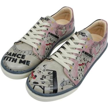Imagem de DOGO Tênis feminino de couro vegano, feito à mão e exclusivo, Design Dance With Me, 35